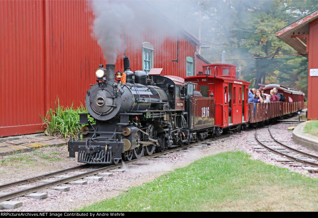 RGN 1916 steams past the shops complex with an eastbound Pumpkin Train return trip